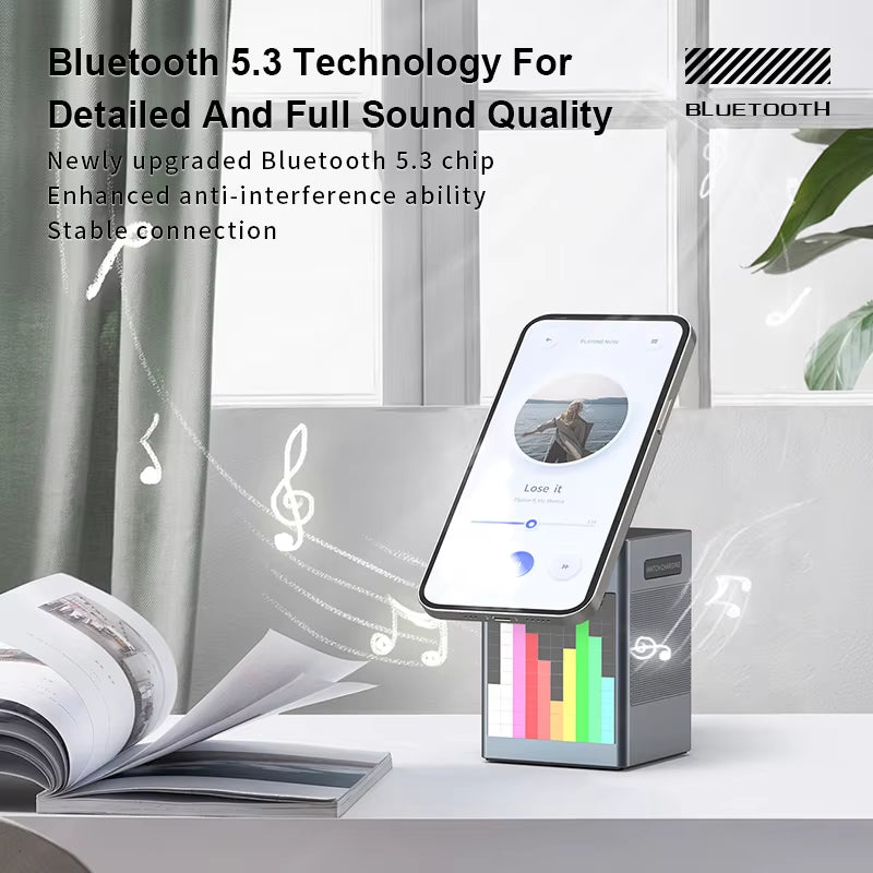 Speaker with Wireless Charger 5 in 1 Wireless Charging Station with Night Light 15W Fast Wireless Charger Stand