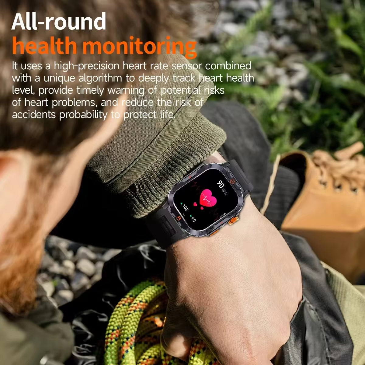 Gx20 Smart Wearables Outdoor with Strong Light Ip68 Deep Waterproof Multi Sport Mode Call Alert Smart Watch 2024