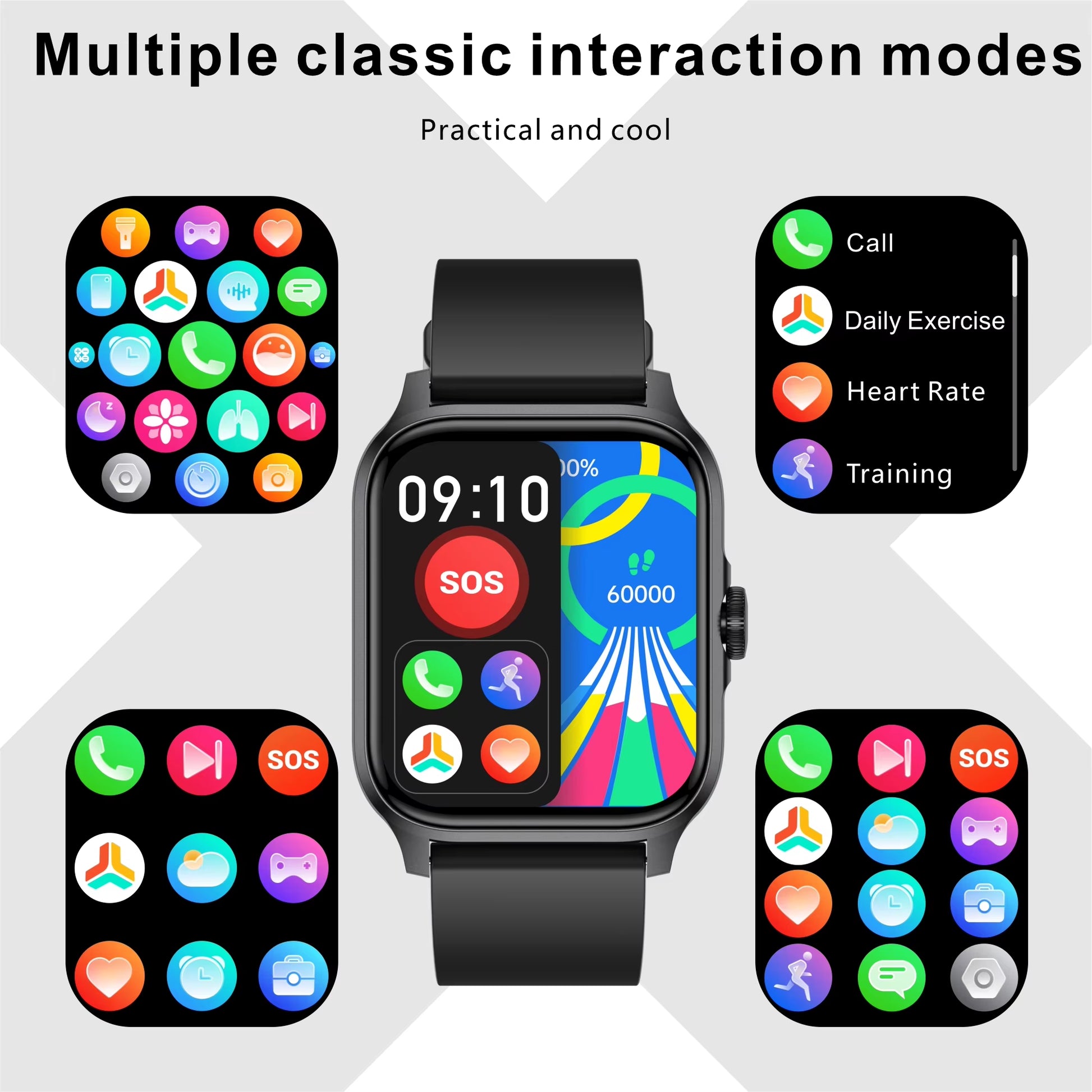 2024 Fashion Men'S and Women'S Wearables QX15 Smartwatch SOS Emergency IP68 Deep Waterproof Smartwatch