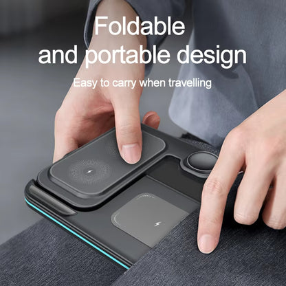 15W 3 in 1 Fast Charging Desktop Foldable Mobile Phone Universal Wireless Charger Stand Holder for Phone Airpod Iwatch