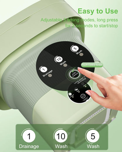 Portable Washing Machine, 9L Mini Laundry Washer with 3 Modes Cleaning for Underwear, Baby Clothes, Sock, Small Delicates. Foldable Washer and Dryer Combo for Apartment, Home, Hotel, Camping,Rv(Green)