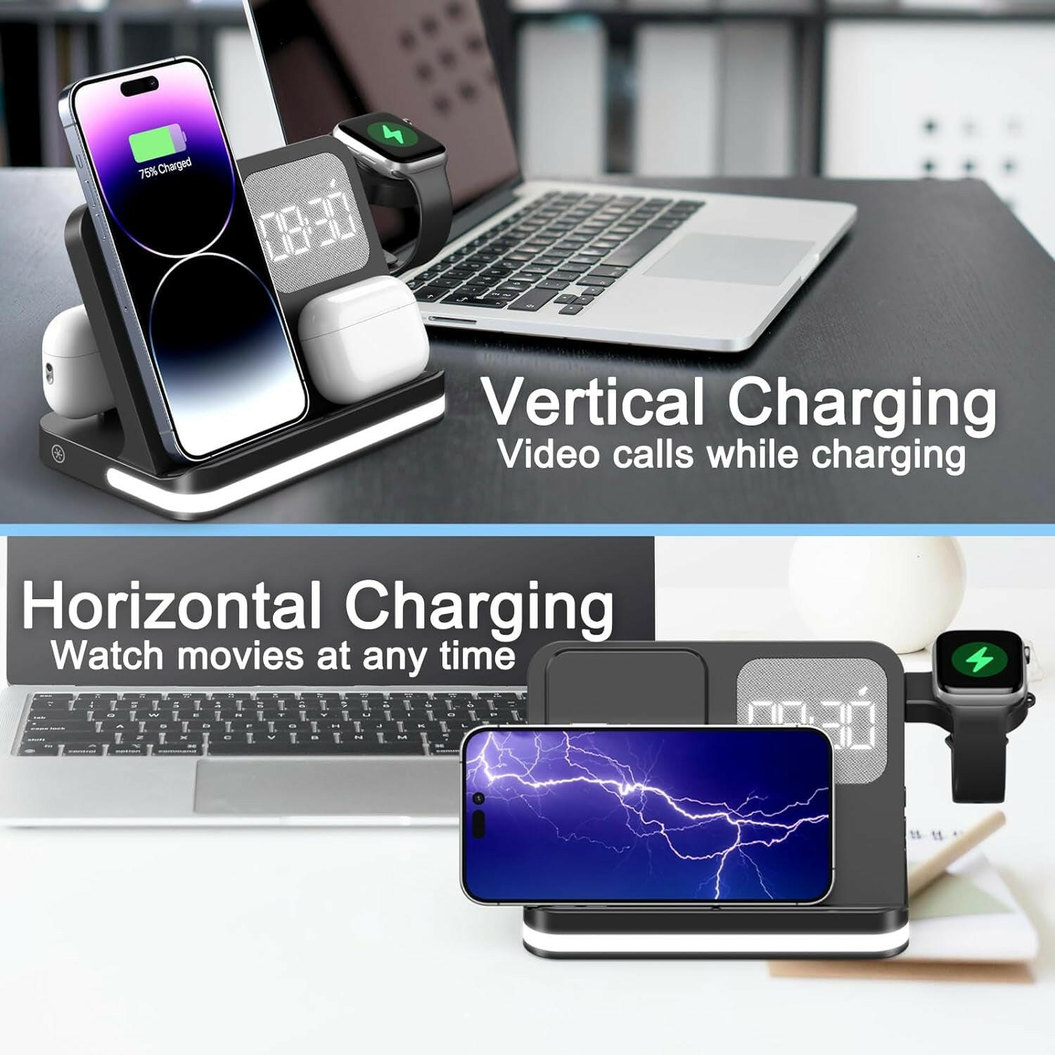 Charging Station for Multiple Devices Compatible with Iphone, Wireless Charging Station Iphone