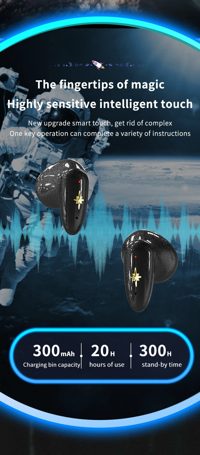 TWS X35 Headphone Bluetooth Wireless Earphones Crackle Light Space Capsule Waterproof 9D Touch Control Earbuds