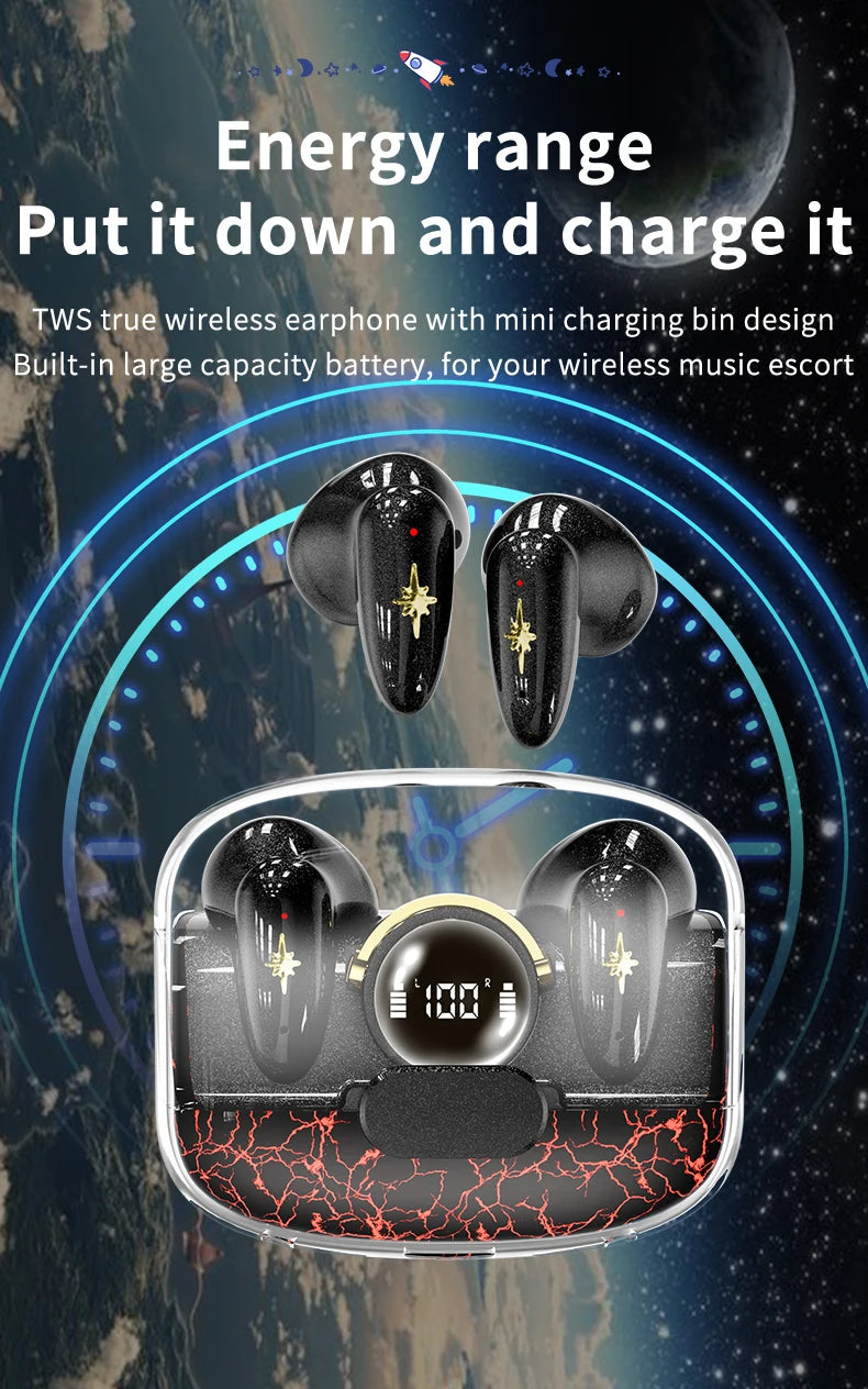 TWS X35 Headphone Bluetooth Wireless Earphones Crackle Light Space Capsule Waterproof 9D Touch Control Earbuds