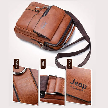 JEEP BULUO High-Quality Leather Messenger Bag for Men | Casual Business Crossbody Bag | Stylish & Functional Shoulder Bag