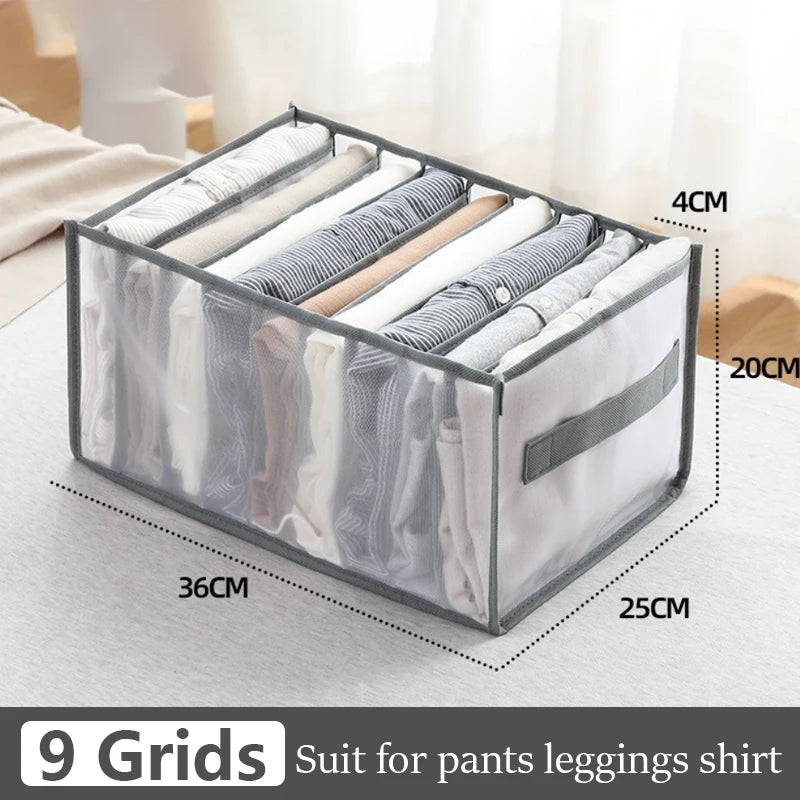 4PCS Clothes Organizer Storage Box | Foldable Wardrobe Drawer Organizer for Jeans, Pants, Underwear, Socks, Ties & T-Shirts