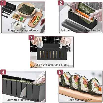 Japanese Sushi Making Kit – DIY Rice Ball & Cake Roll Mold | Multifunctional Plastic Sushi Maker Tool for Home Cooking