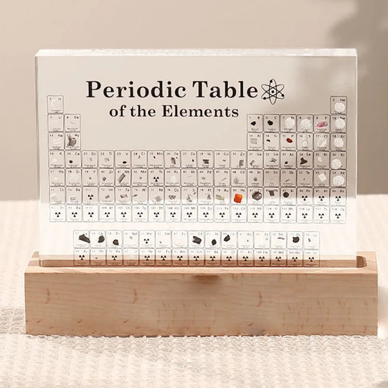 Clear Acrylic Real Periodic Table Display | Mendeleev’s Periodic Table with Real Element Samples | Perfect Science Gift & Home Decoration