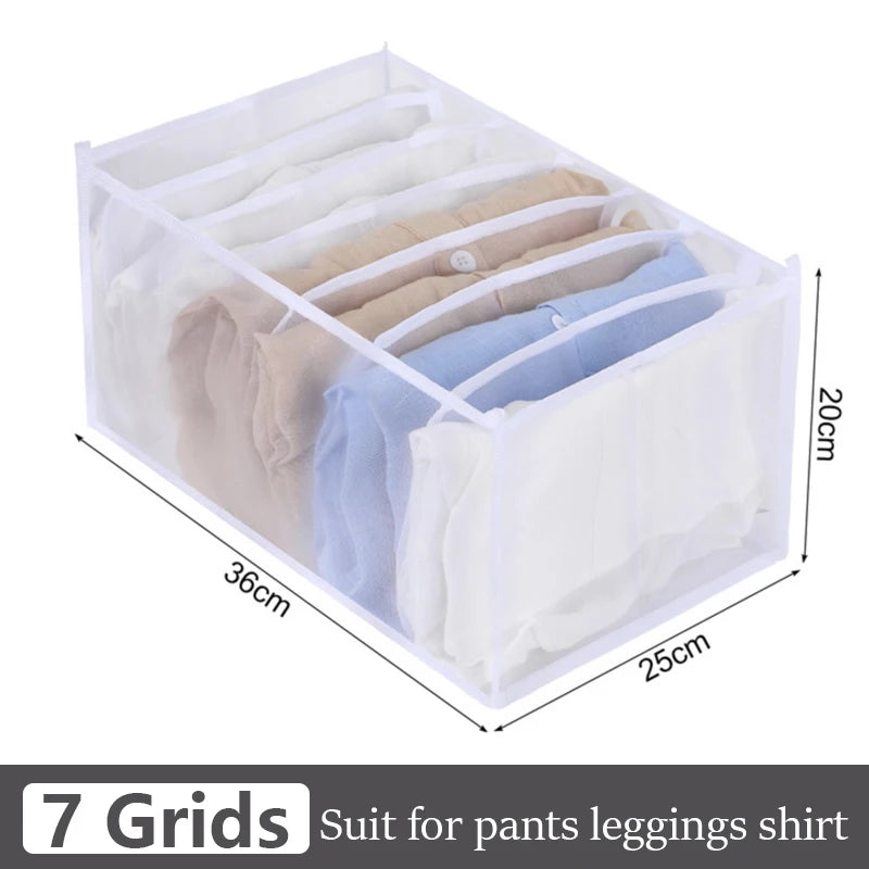 4PCS Clothes Organizer Storage Box | Foldable Wardrobe Drawer Organizer for Jeans, Pants, Underwear, Socks, Ties & T-Shirts