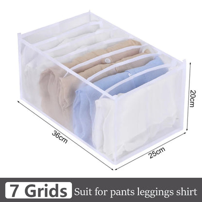 4PCS Clothes Organizer Storage Box | Foldable Wardrobe Drawer Organizer for Jeans, Pants, Underwear, Socks, Ties & T-Shirts