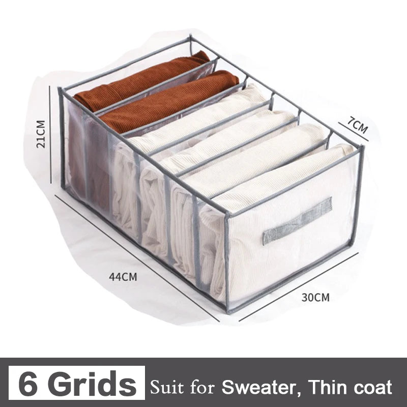 4PCS Clothes Organizer Storage Box | Foldable Wardrobe Drawer Organizer for Jeans, Pants, Underwear, Socks, Ties & T-Shirts