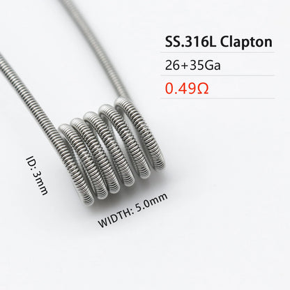 50PCS Premade Coils: Clapton, Fused Clapton, Flat Clapton, Juggernaut & Tiger Resistance Wire - Perfect for Vaping!