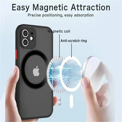 Luxury Magnetic Magsafe Wireless Charge Phone Case for iPhone 11 12 13 14 Pro Max Mini XR XS – Shockproof Full Coverage Armor Cover