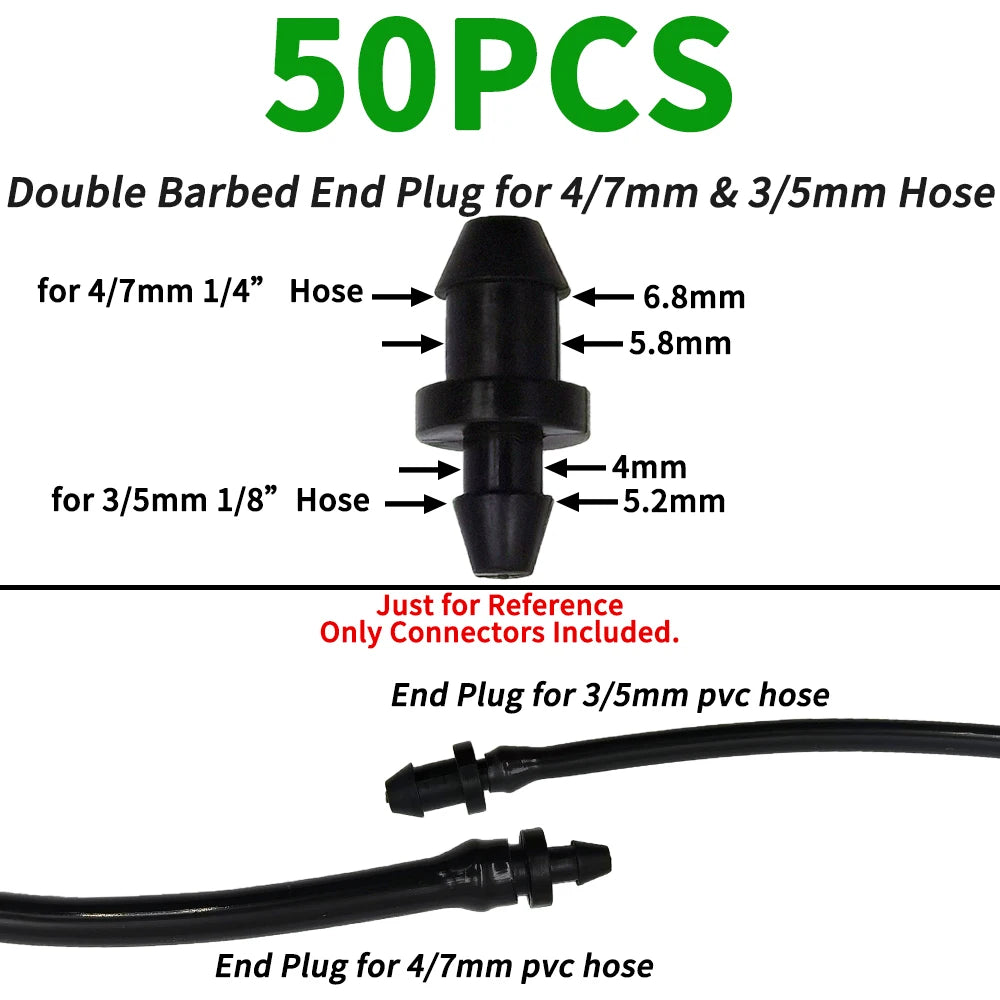 Oasis 50PCS Plastic Barbed 3-Way Tee Connectors | Ideal for 3/5mm Tubing in Micro Drip Irrigation Systems | Durable Garden Watering Kits