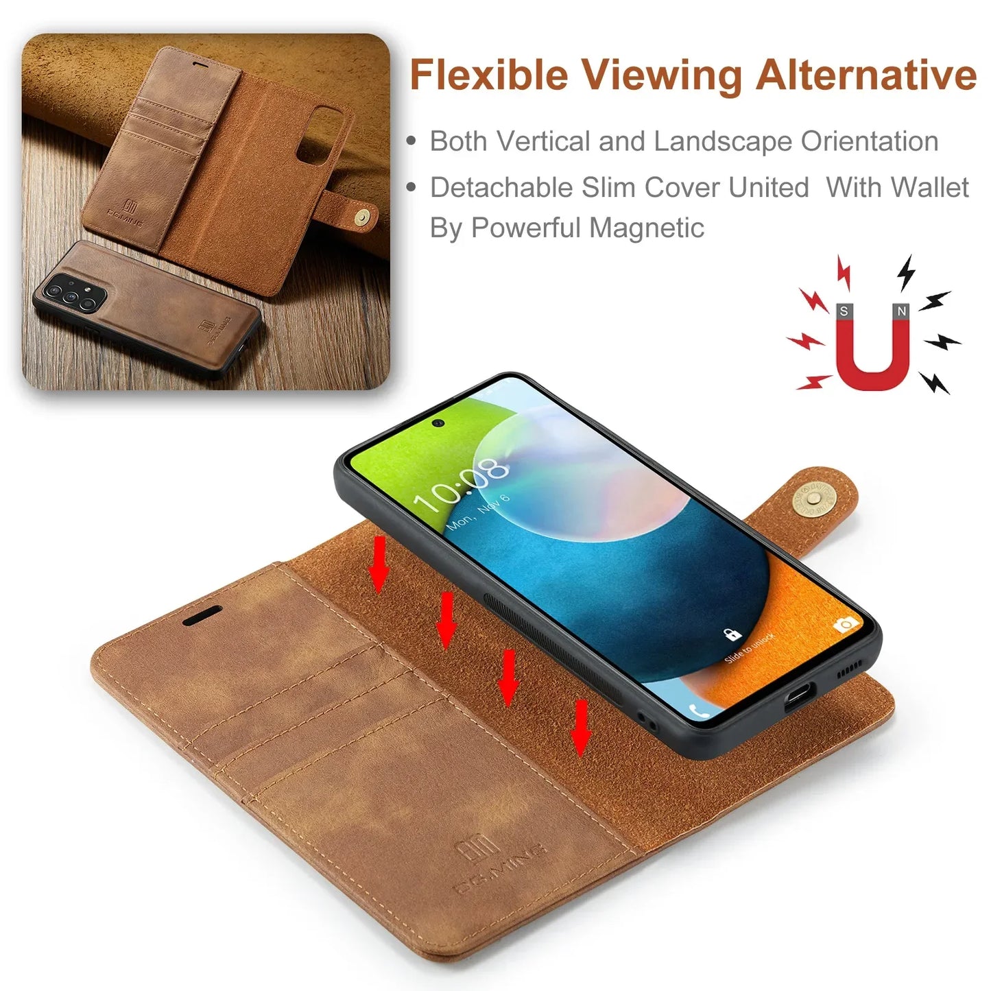 Detachable Magnetic Leather Wallet Case for Samsung Galaxy S20/S21 FE/S22/S23/Note 20 Ultra/A53 5G | Card Holder & Protective Cover