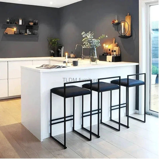 Nordic Wrought Iron Bar Stool | Modern High Bar Chair for Kitchen & Home Decor