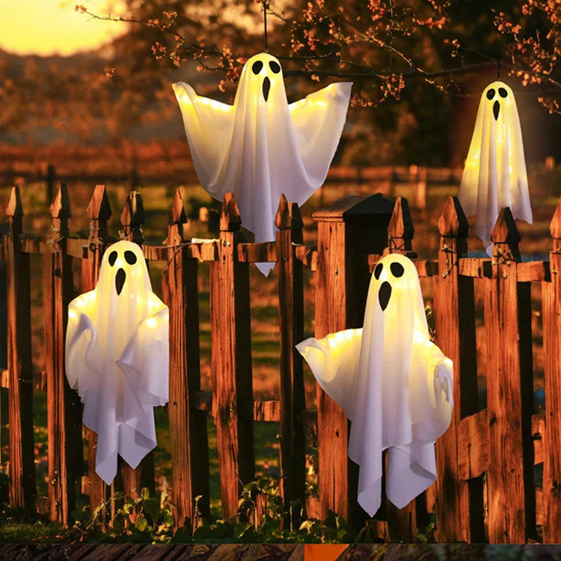 Halloween LED Glow Ghost Decorations - Indoor & Outdoor Hanging Horror Props for Haunted House & Party 2024