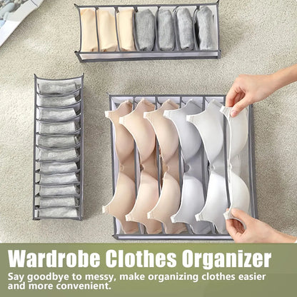 4PCS Clothes Organizer Storage Box | Foldable Wardrobe Drawer Organizer for Jeans, Pants, Underwear, Socks, Ties & T-Shirts