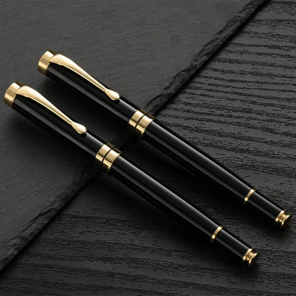 Luxury Golden Text Fountain Pen | Custom Engraving Gift for Men | High-Quality Metal Writing Instrument for School & Office Supplies