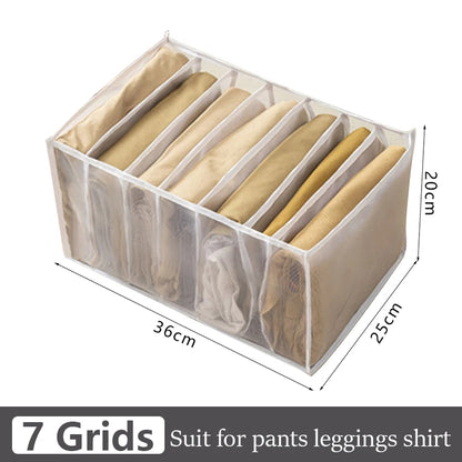 4PCS Clothes Organizer Storage Box | Foldable Wardrobe Drawer Organizer for Jeans, Pants, Underwear, Socks, Ties & T-Shirts