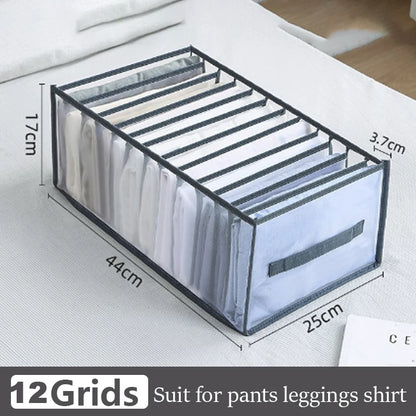 4PCS Clothes Organizer Storage Box | Foldable Wardrobe Drawer Organizer for Jeans, Pants, Underwear, Socks, Ties & T-Shirts