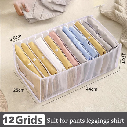 4PCS Clothes Organizer Storage Box | Foldable Wardrobe Drawer Organizer for Jeans, Pants, Underwear, Socks, Ties & T-Shirts