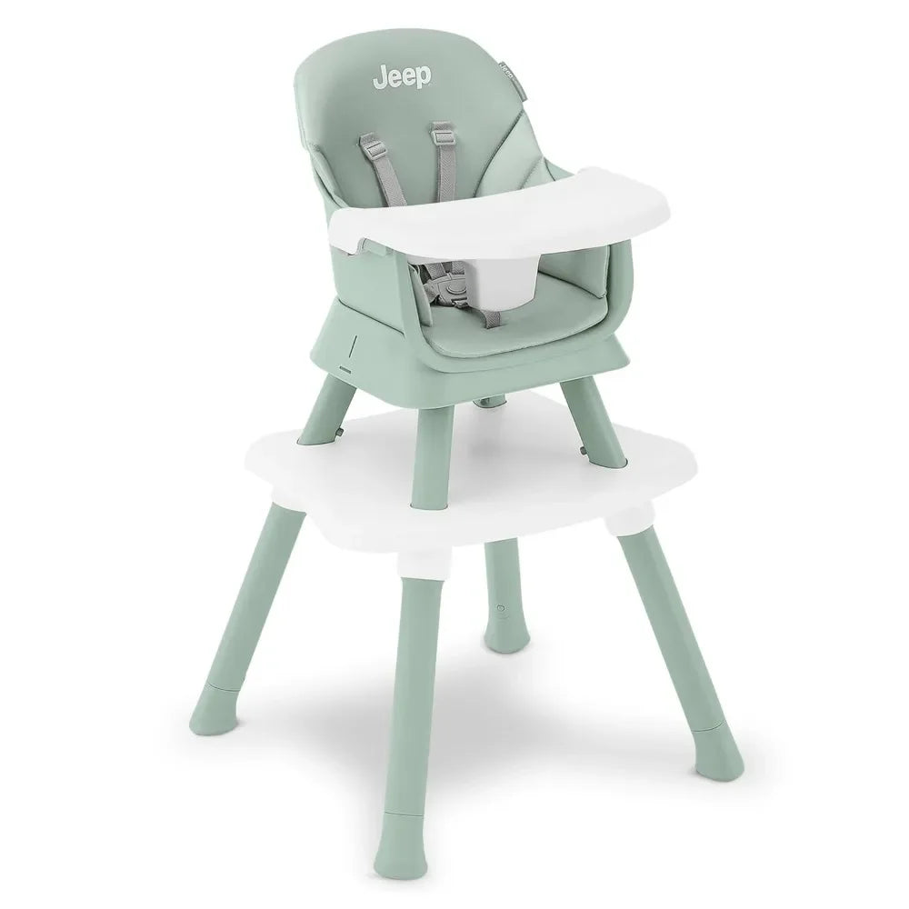 Jeep Milestone 6-in-1 High Chair by Delta Children | Converts to Stool, Booster Seat, Toddler Chair, and Activity Table | Modern Dining Room Furniture