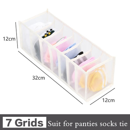 4PCS Clothes Organizer Storage Box | Foldable Wardrobe Drawer Organizer for Jeans, Pants, Underwear, Socks, Ties & T-Shirts