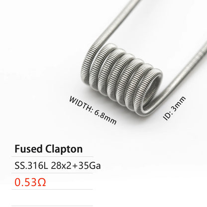 50PCS Premade Coils: Clapton, Fused Clapton, Flat Clapton, Juggernaut & Tiger Resistance Wire - Perfect for Vaping!