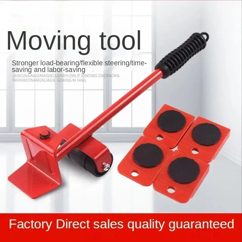 5-Piece Heavy-Duty Furniture Mover Tool Set | Professional Moving Roller & Lifter with Wheel