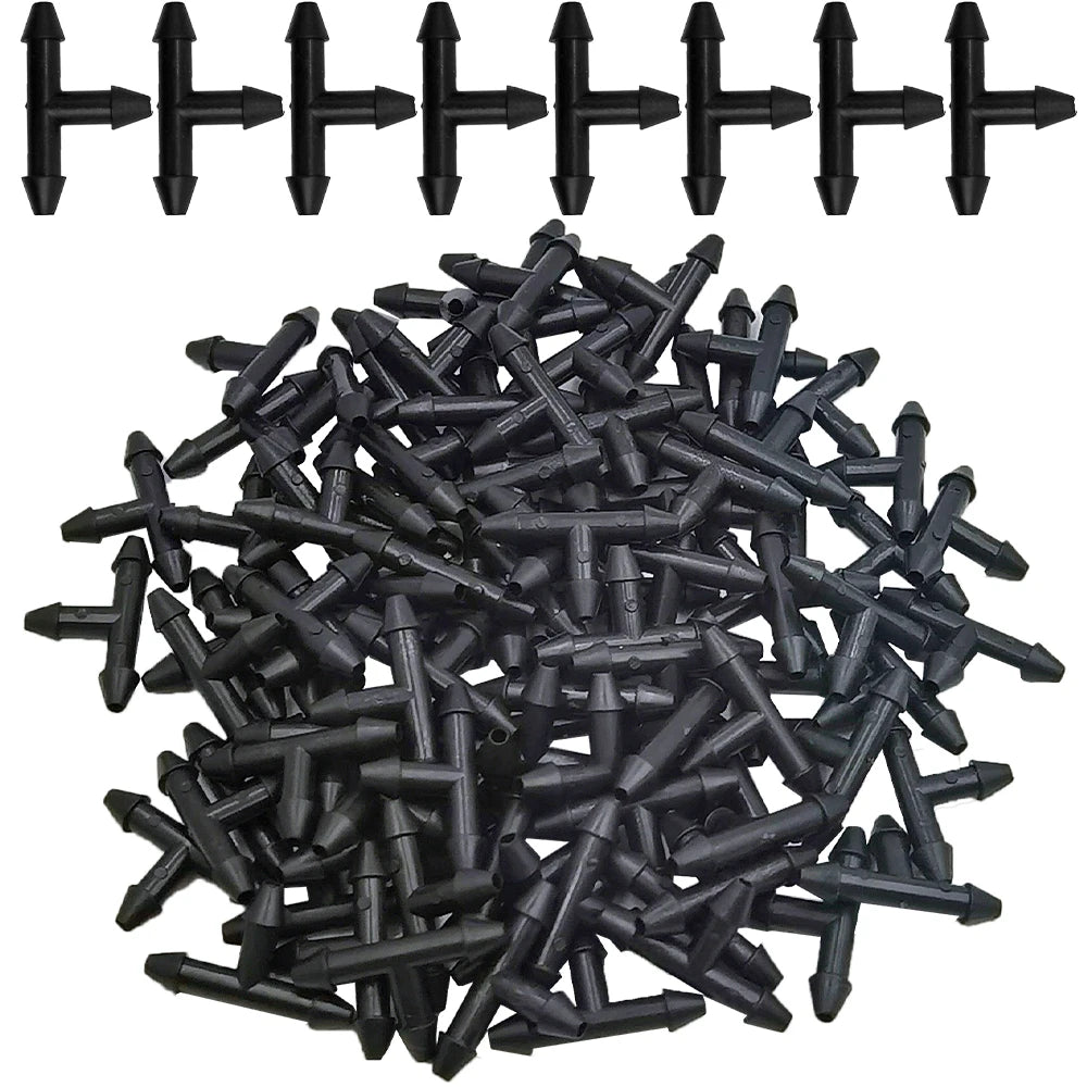 Oasis 50PCS Plastic Barbed 3-Way Tee Connectors | Ideal for 3/5mm Tubing in Micro Drip Irrigation Systems | Durable Garden Watering Kits