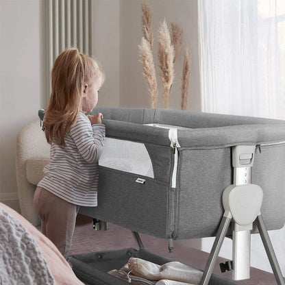 Baby Bassinet | Beside Sleeper for Baby with Easy Folding Design | Storage Basket & Wheels for Convenient Mobility | Perfect for Infants 0-2 Years