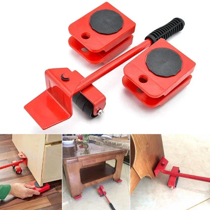 5-Piece Heavy-Duty Furniture Mover Tool Set | Professional Moving Roller & Lifter with Wheel