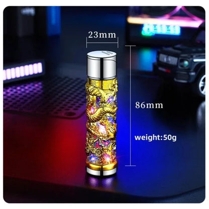 Metal 3D Relief Dragon Lighter - Windproof Butane Turbo Red Flame Lighter for Men & Women - Trendy Cigarette Accessories & Unique Gift