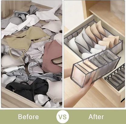 4PCS Clothes Organizer Storage Box | Foldable Wardrobe Drawer Organizer for Jeans, Pants, Underwear, Socks, Ties & T-Shirts