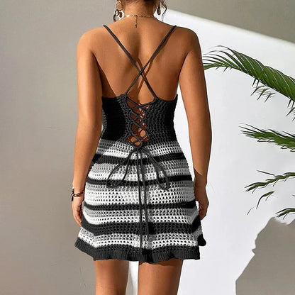 Sexy Hollow Out Camisole Dress for Women | Beach Cover-Up & Club Wear | Sleeveless Mini Dress for Spring/Summer