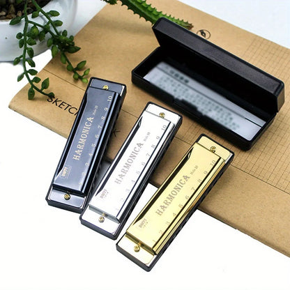 10-Hole Chromatic Harmonica in C | Perfect Starter Harmonica with Case for Beginners, Students & Kids | Ideal Gift