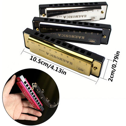 10-Hole Chromatic Harmonica in C | Perfect Starter Harmonica with Case for Beginners, Students & Kids | Ideal Gift