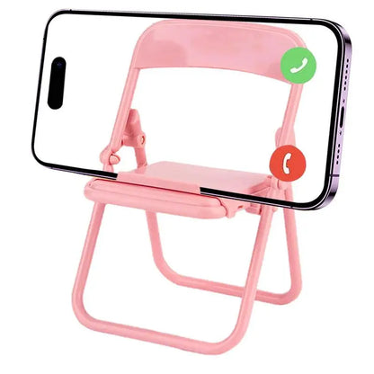 Mini Folding Chair Phone Holder | Portable & Cute Colorful Adjustable Stand for iPad & Mobile Phones | Durable Desktop Lazy Holder