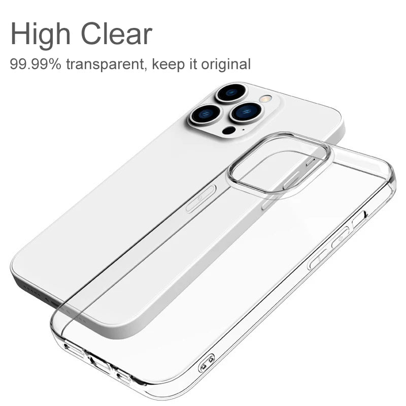 Ultra Thin Clear Silicone Case for iPhone 15, 14, 13, 12, 11, Pro, XS Max, Mini, XR, X, 7, 8, 6S Plus, 6, SE 2020 – Lightweight Waterproof Bumper Cover