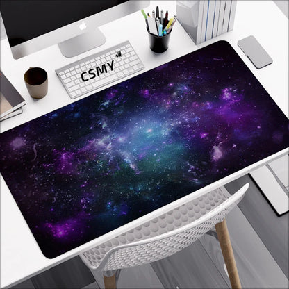 CSMY Large Gaming Mouse Pad | Non-Slip Rubber Desk Protector | Cute Galaxy Design XXL Mat for Gamers & Laptops