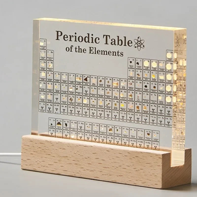 Clear Acrylic Real Periodic Table Display | Mendeleev’s Periodic Table with Real Element Samples | Perfect Science Gift & Home Decoration