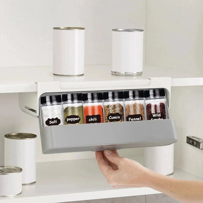 Self-Adhesive Wall-Mounted Spice Organizer – Kitchen Seasoning Storage Rack for Efficient Spice Management