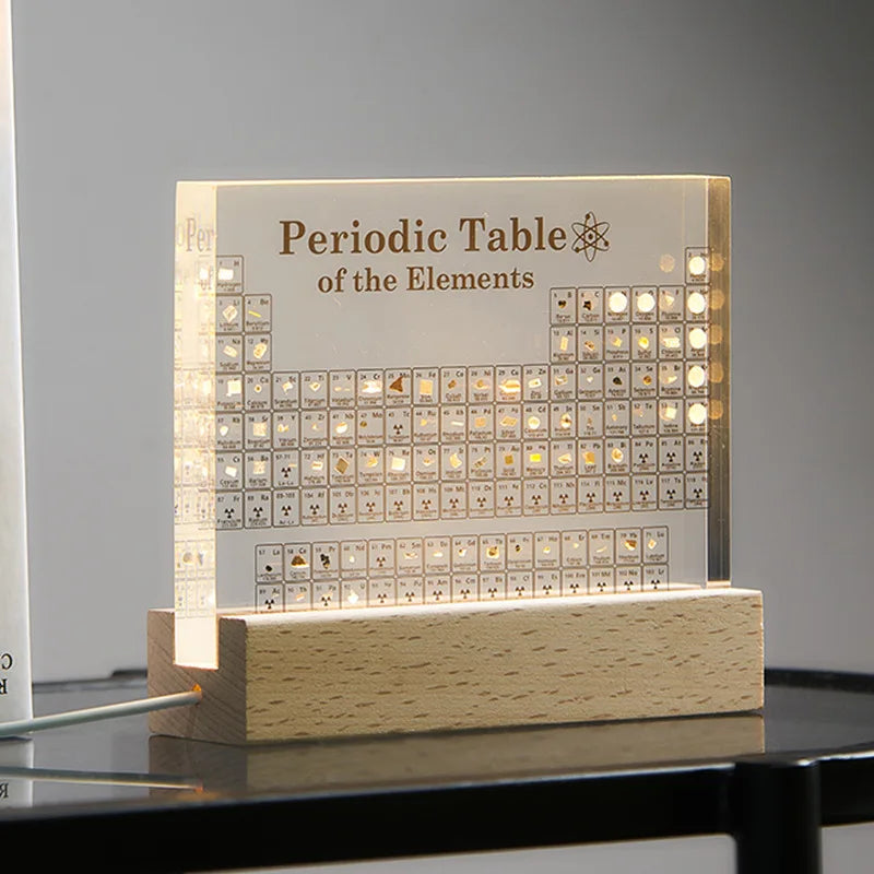 Clear Acrylic Real Periodic Table Display | Mendeleev’s Periodic Table with Real Element Samples | Perfect Science Gift & Home Decoration