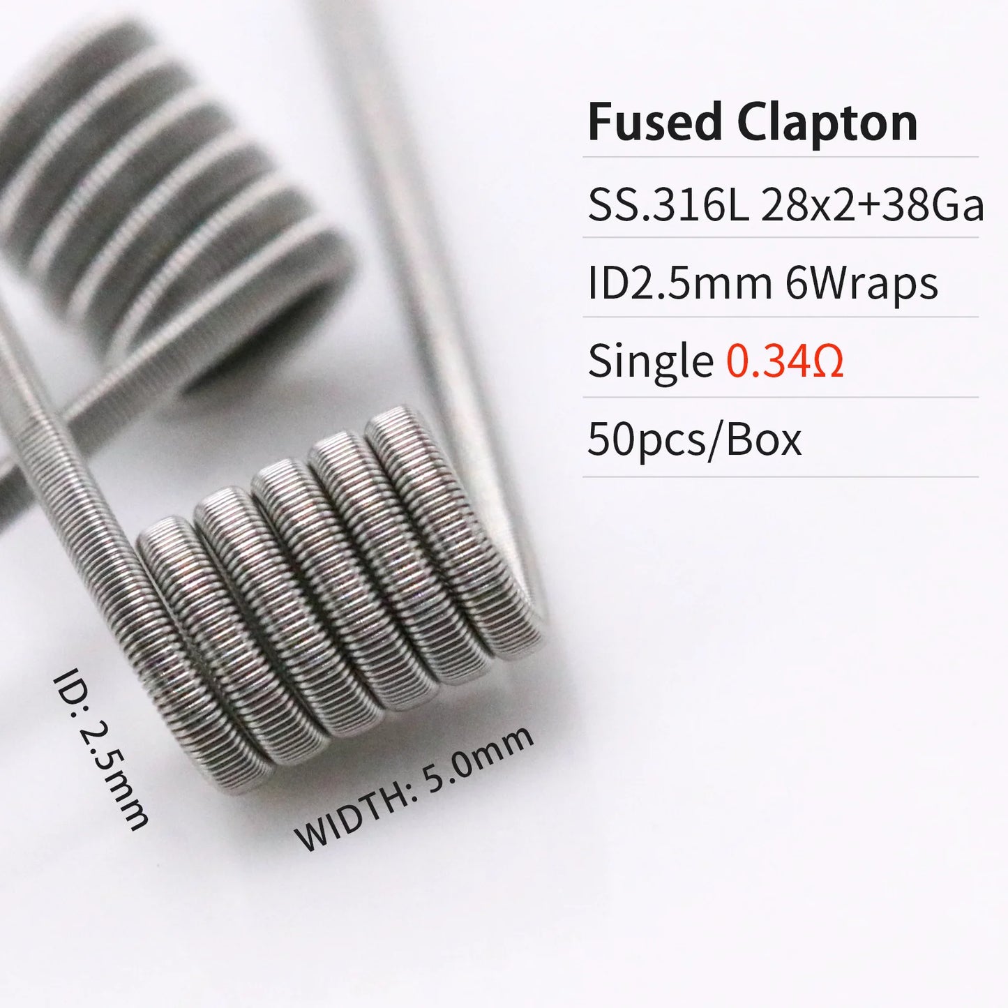 50PCS Premade Coils: Clapton, Fused Clapton, Flat Clapton, Juggernaut & Tiger Resistance Wire - Perfect for Vaping!