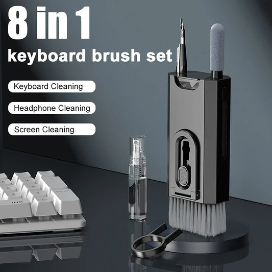 8-in-1 Cleaning Kit: Comprehensive Computer Keyboard & Earphone Cleaner | Keycap Puller & Mobile Device Maintenance Tools