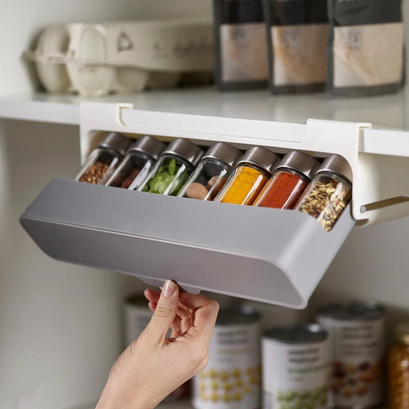 Self-Adhesive Wall-Mounted Spice Organizer – Kitchen Seasoning Storage Rack for Efficient Spice Management