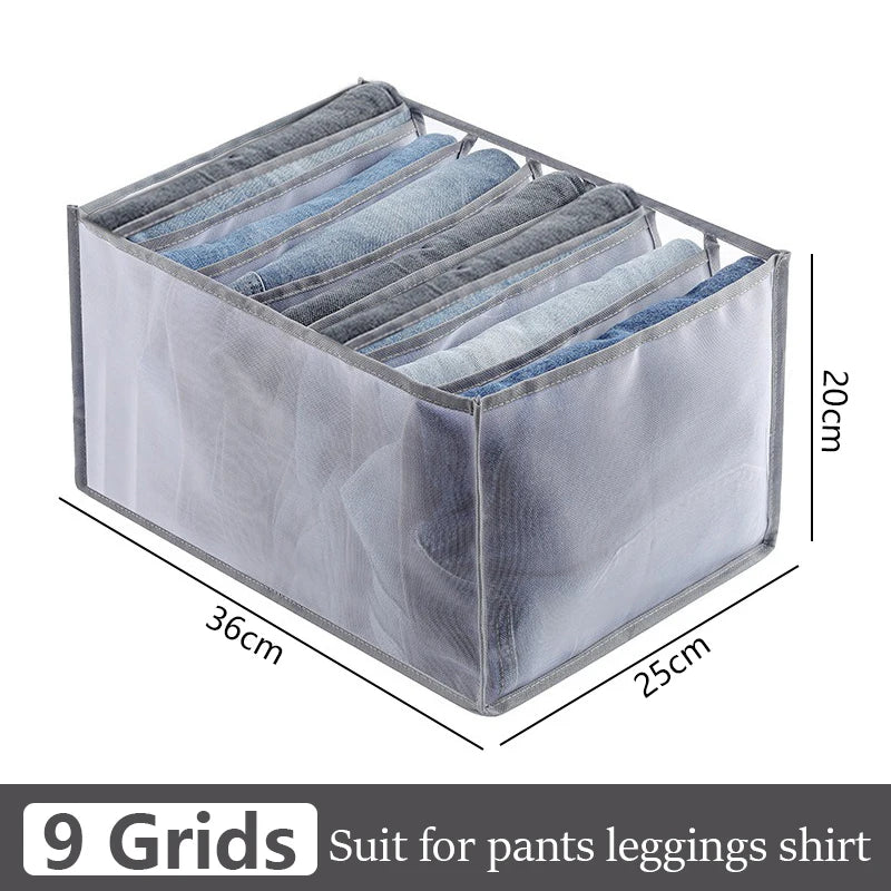 4PCS Clothes Organizer Storage Box | Foldable Wardrobe Drawer Organizer for Jeans, Pants, Underwear, Socks, Ties & T-Shirts