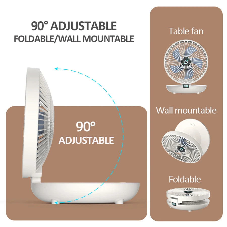 2024 Best-Selling 2-in-1 Folding Desktop Fan & Portable Air Conditioner – Rechargeable Wall-Mounted Fan with 3 Speed Settings for Home & Office