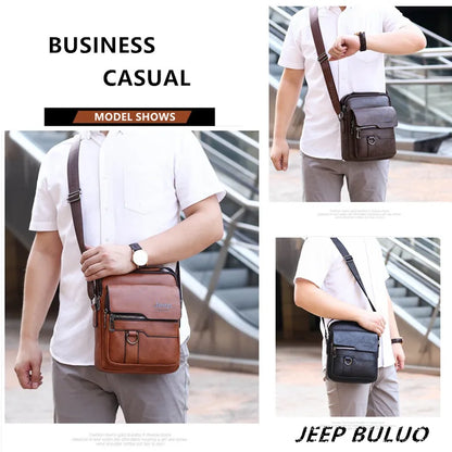 JEEP BULUO High-Quality Leather Messenger Bag for Men | Casual Business Crossbody Bag | Stylish & Functional Shoulder Bag